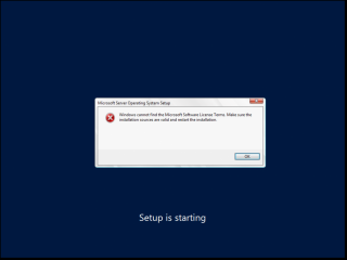 Error: Windows cannot find the Microsoft Software License Terms