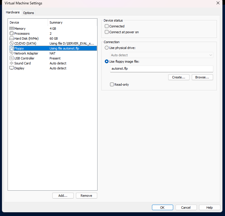 Disconnect floppy disk